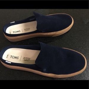TOMS Navy Suede Sunrise Mule Slip-On